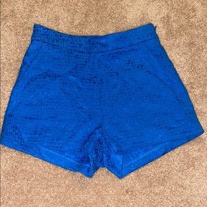 Bright blue high waisted shorts